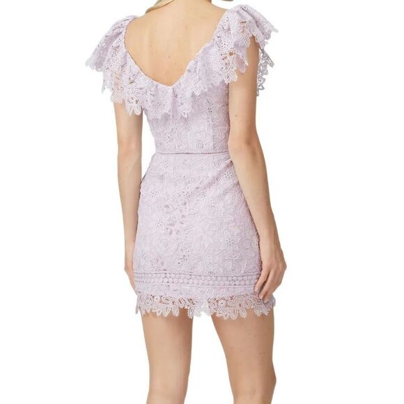 Saylor Adwoa Lilac Lace Overlay Flutter Sleeve Mini Dress Sz S - Picture 3 of 16